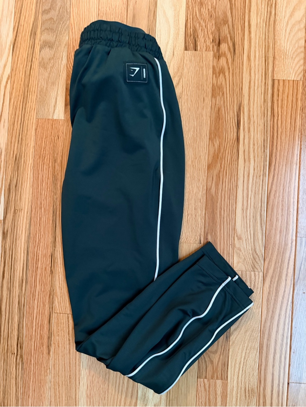 Gymshark Black Track Pants with White Piping